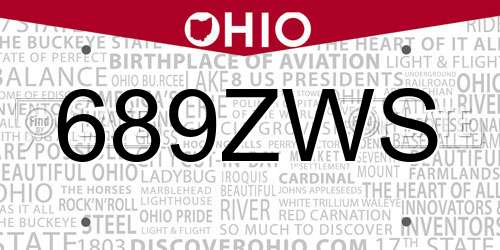 689ZWS Ohio License Plate