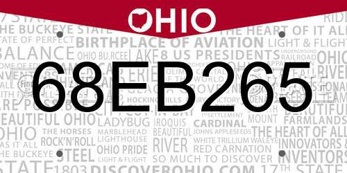 68EB265 Ohio License Plate