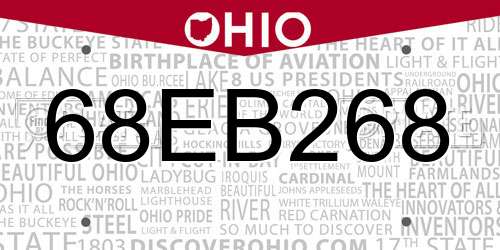 68EB268 Ohio License Plate