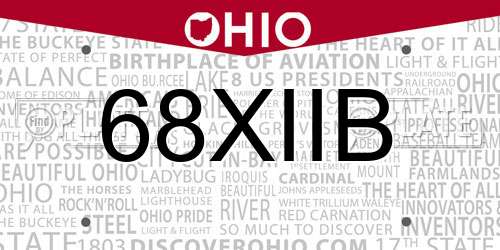 68XIIB Ohio License Plate