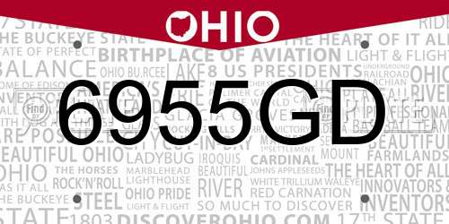 6955GD Ohio License Plate