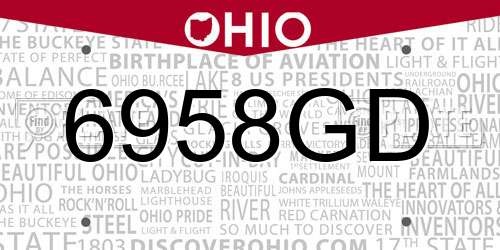 6958GD Ohio License Plate
