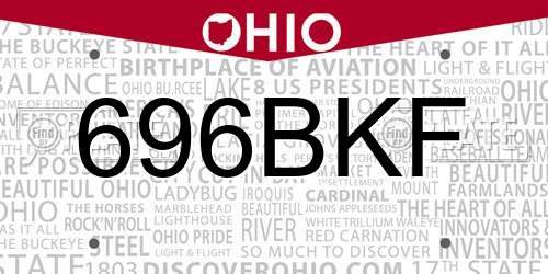 696BKF Ohio License Plate