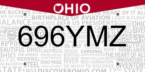 696YMZ Ohio License Plate