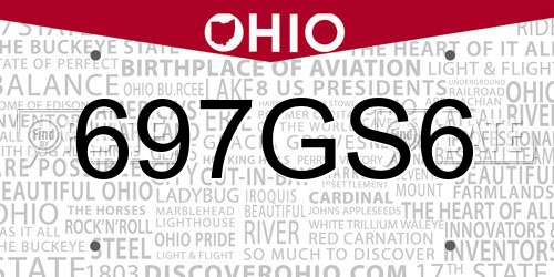 697GS6 Ohio License Plate