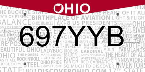 697YYB Ohio License Plate