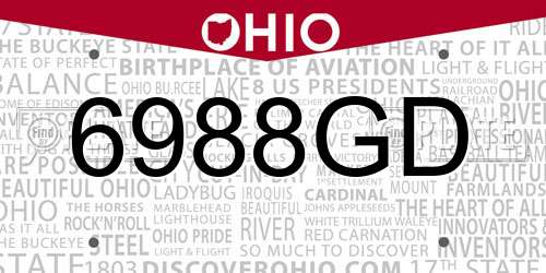 6988GD Ohio License Plate