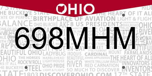 698MHM Ohio License Plate