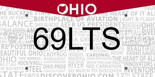 69LTS Ohio License Plate