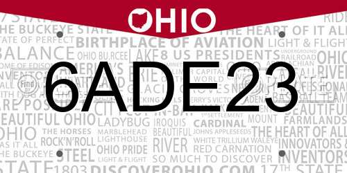 6ADE23 Ohio License Plate