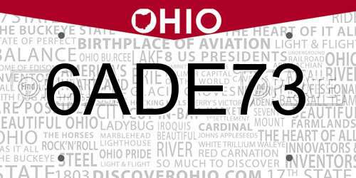 6ADE73 Ohio License Plate