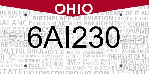 6AI230 Ohio License Plate
