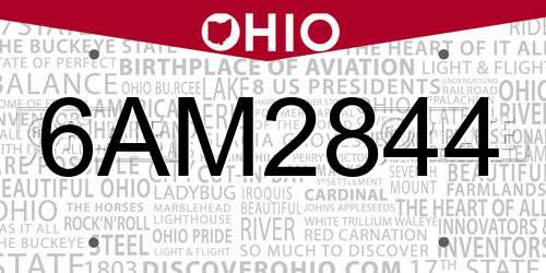 6AM2844 Ohio License Plate