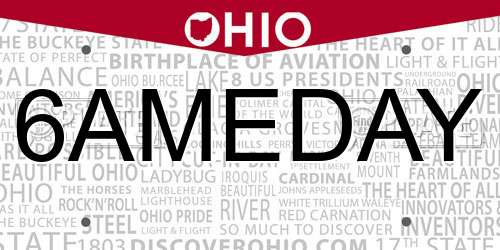6AMEDAY Ohio License Plate