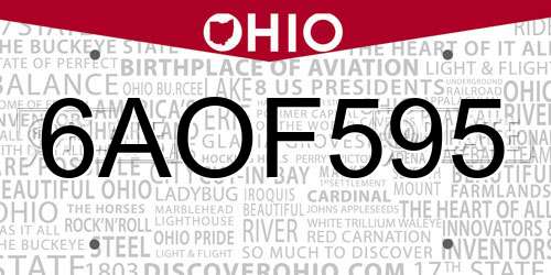 6AOF595 Ohio License Plate