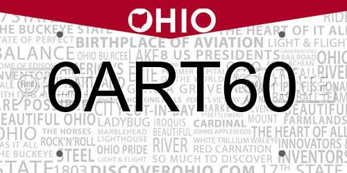 6ART60 Ohio License Plate