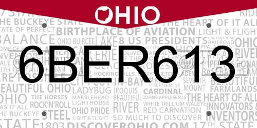 6BER613 Ohio License Plate