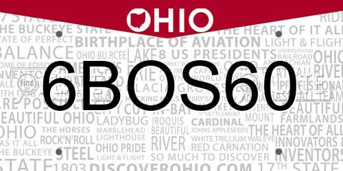 6BOS60 Ohio License Plate