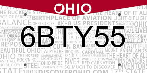 6BTY55 Ohio License Plate