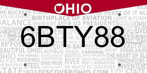6BTY88 Ohio License Plate