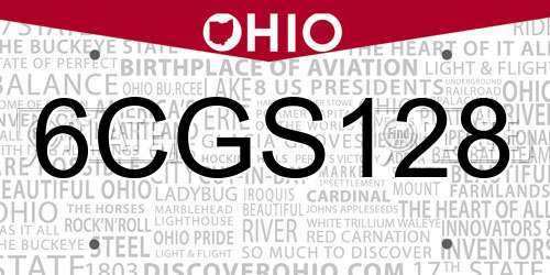 6CGS128 Ohio License Plate
