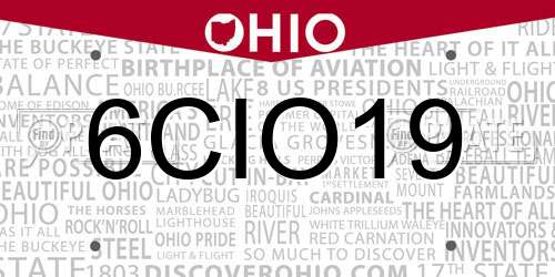 6CIO19 Ohio License Plate