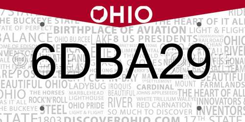 6DBA29 Ohio License Plate