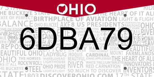 6DBA79 Ohio License Plate