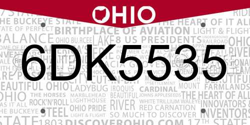6DK5535 Ohio License Plate