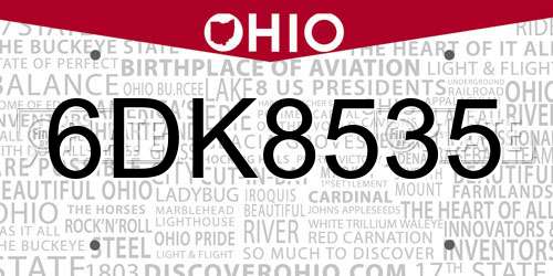 6DK8535 Ohio License Plate
