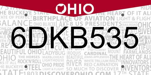 6DKB535 Ohio License Plate