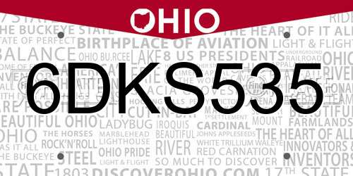 6DKS535 Ohio License Plate