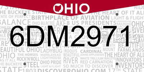 6DM2971 Ohio License Plate