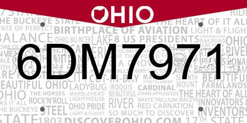 6DM7971 Ohio License Plate