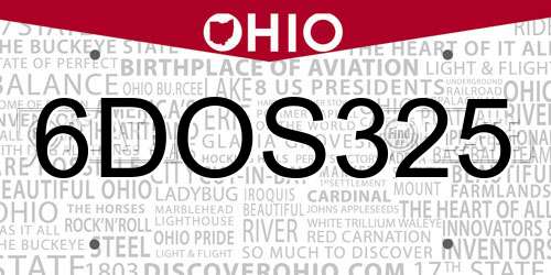 6DOS325 Ohio License Plate
