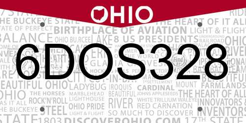 6DOS328 Ohio License Plate