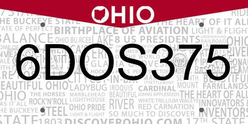 6DOS375 Ohio License Plate