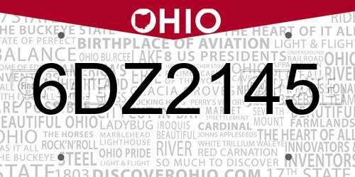 6DZ2145 Ohio License Plate