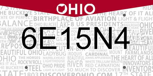 6E15N4 Ohio License Plate