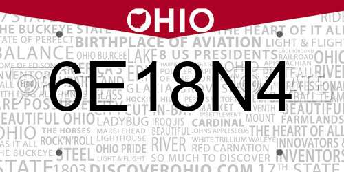 6E18N4 Ohio License Plate
