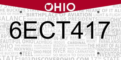 6ECT417 Ohio License Plate