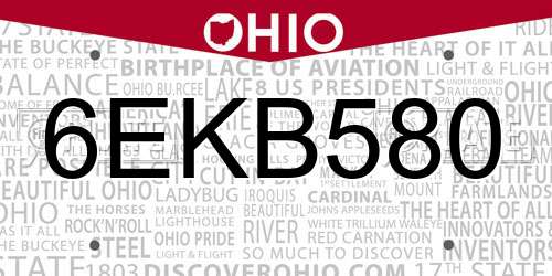 6EKB580 Ohio License Plate