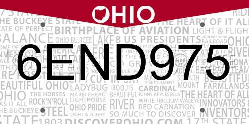 6END975 Ohio License Plate