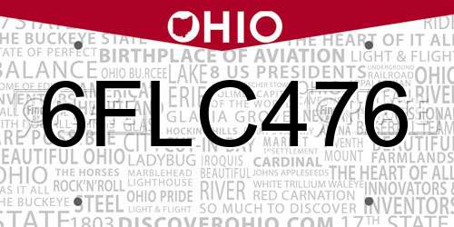 6FLC476 Ohio License Plate