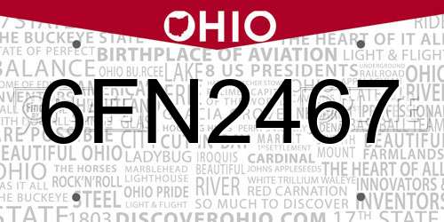 6FN2467 Ohio License Plate