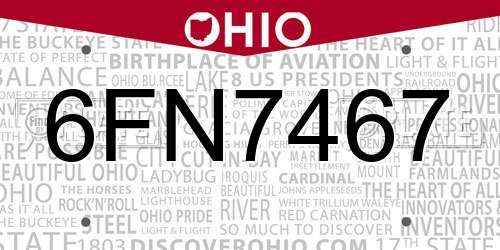 6FN7467 Ohio License Plate