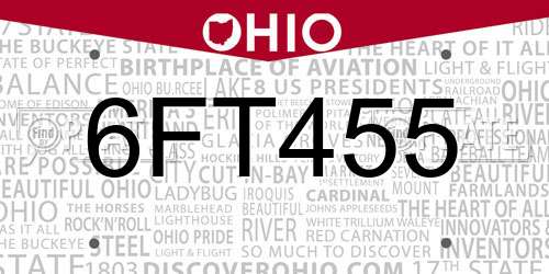 6FT455 Ohio License Plate