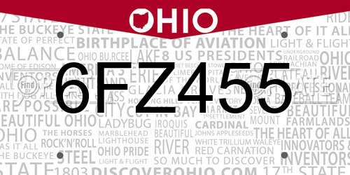 6FZ455 Ohio License Plate