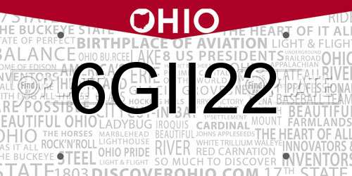 6GII22 Ohio License Plate
