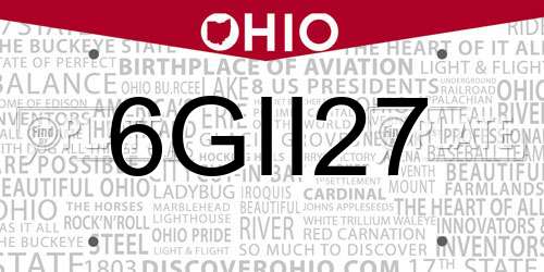 6GII27 Ohio License Plate